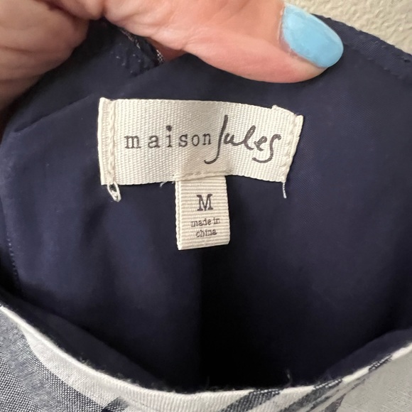 Navy and White Check Midi Dress - Picture 3 of 3